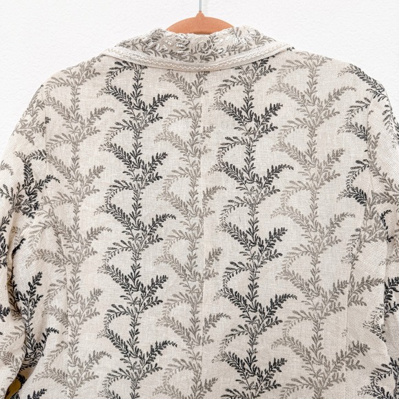 Coldwater Creek Womens Blazer Size M Cream Botanical Embroidered Cottage Fairy - Picture 8 of 12